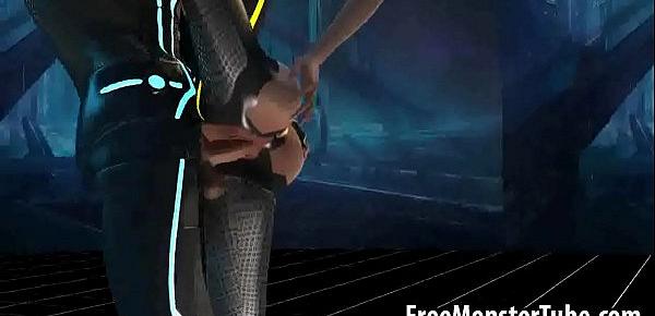  Busty 3D cartoon Tron babe getting fucked hard